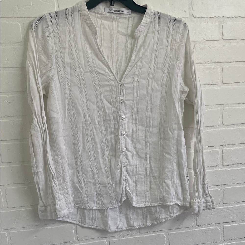 Calvin Klein Jeans Textured Cream Button-Down Shirt